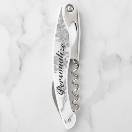 白エレガント大理石のコルクカスタムスクリューオープナー ソムリエナイフ (裏面)