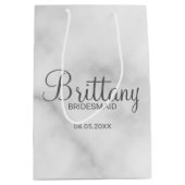 白エレガント大理石のブパーソナライズされたリーズメイド ミディアムペーパーバッグ (正面)