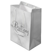 白エレガント大理石のブパーソナライズされたリーズメイド ミディアムペーパーバッグ (正面アングル)