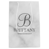 白エレガント大理石のブパーソナライズされたリーズメイド ミディアムペーパーバッグ (正面)