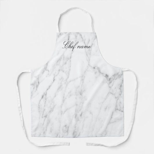 白エレガント大理石の石模様のキッチン エプロン (正面)