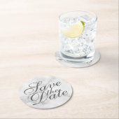 白エレガント大理石の結婚式 ラウンドペーパーコースター (インサイチュ)