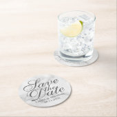 白エレガント大理石の結婚式 ラウンドペーパーコースター (インサイチュ)