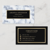 白エレガント大理石の金ゴールド枠 |名刺 名刺 (正面/裏面)