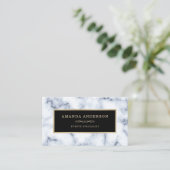 白エレガント大理石の金ゴールド枠 |名刺 名刺 (スタンド正面)