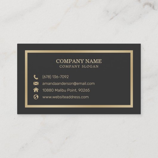 白エレガント大理石の金ゴールド枠 |名刺 名刺 (裏面)