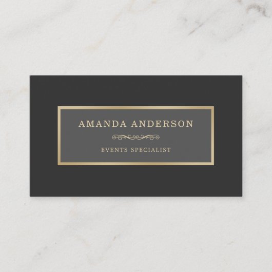 白エレガント大理石の金ゴールド枠 |名刺 名刺 (正面)