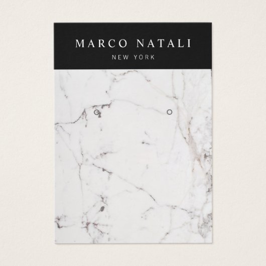 白エレガント大理石イヤリング表示カード (正面)