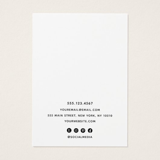 白エレガント大理石イヤリング表示カード (裏面)