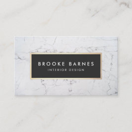 白エレガント大理石インテリア設計者 名刺