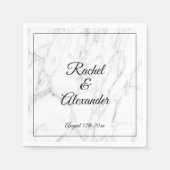 白エレガント大理石カスタムウェディングナプキン スタンダードカクテルナプキン (正面)
