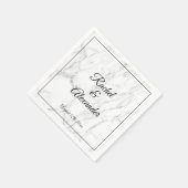 白エレガント大理石カスタムウェディングナプキン スタンダードカクテルナプキン (角)