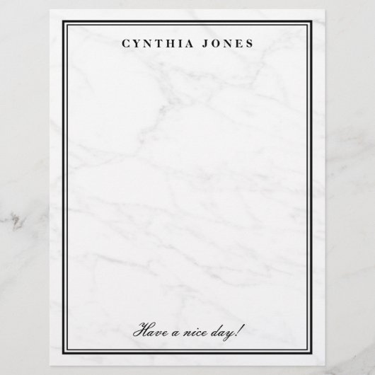 白エレガント大理石カスタム筆記紙 (正面)