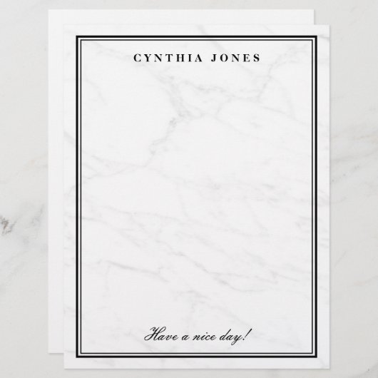 白エレガント大理石カスタム筆記紙 (正面/裏面)