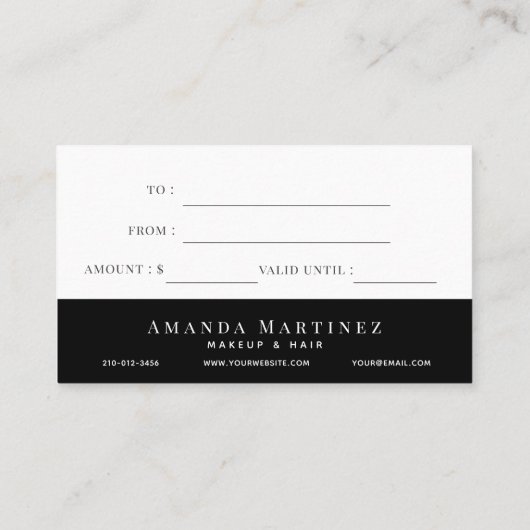 白エレガント大理石ギフト証書 名刺 (裏面)