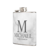 白エレガント大理石グパーソナライズされたロンプマン フラスク (左)