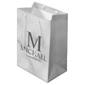 白エレガント大理石グパーソナライズされたロンプマン ミディアムペーパーバッグ (正面アングル)