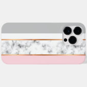 白エレガント大理石グレーピンク金ゴールドストライプ Case-Mate iPhoneケース (裏面 (横))