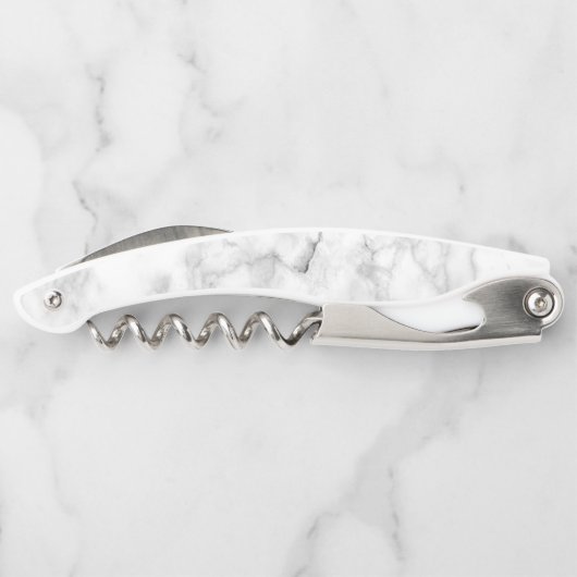 白エレガント大理石テクスチャ ソムリエナイフ (裏面)