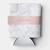 白エレガント大理石バラ金ゴールドスフェイクリップ 缶クーラー (正面)