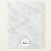 白エレガント大理石ピンクフォイル葉パーソナライズされた プランナー手帳 (裏面)