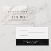 白エレガント大理石ヘアサロン紹介 名刺 (正面/裏面)