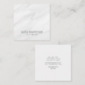 白エレガント大理石モダンプロフェッショナル設計者 スクエア名刺 (正面/裏面)