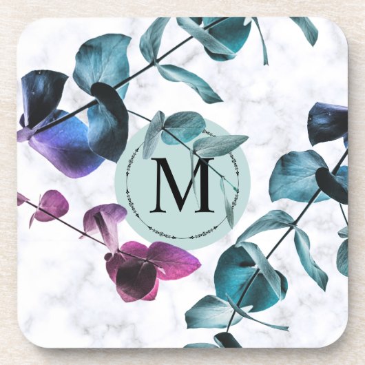 白エレガント大理石ユーカリ コースター (正面)