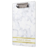 白エレガント大理石ルックフェイク金ゴールド名テンプレート クリップボード (左)