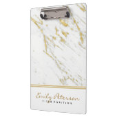 白エレガント大理石及び金ゴールドグリッター クリップボード (左)