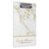白エレガント大理石及び金ゴールドグリッター クリップボード (右)