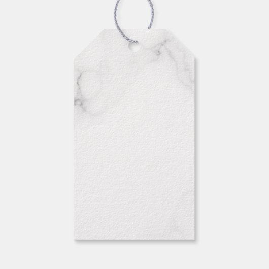 白エレガント大理石名前をカスタムするバプテスマ ギフトタグ (裏面)