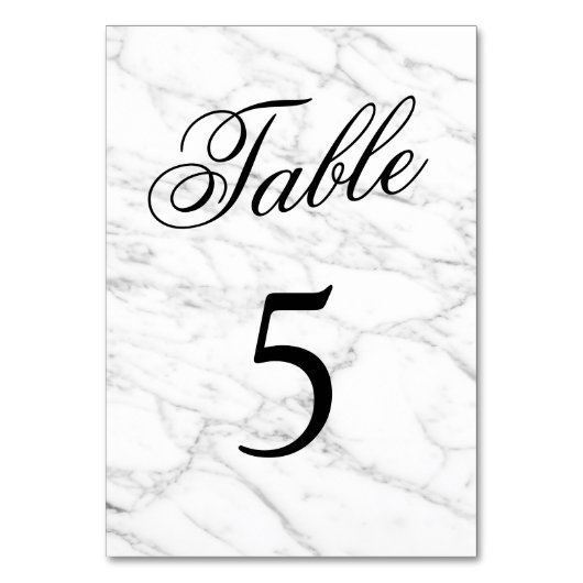 白エレガント大理石結婚のテーブル番号 テーブルナンバー (裏面)