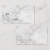 白エレガント大理石結婚の プレイスカード (正面/裏面)