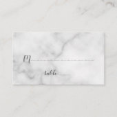 白エレガント大理石結婚の プレイスカード (正面)
