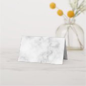 白エレガント大理石結婚の プレイスカード (裏面)