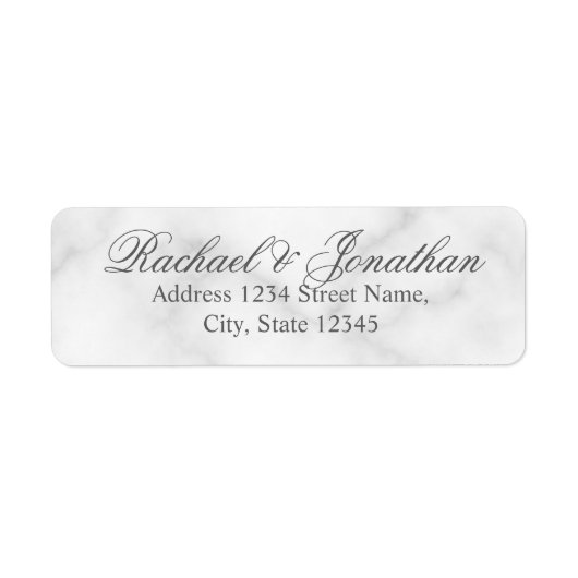 白エレガント大理石結婚の ラベル (正面)