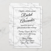 白エレガント大理石結婚式招待状 招待状 (正面/裏面)