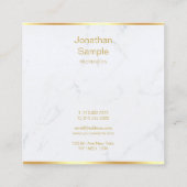 白エレガント大理石金ゴールドスモダンクリプトテンプレート スクエア名刺 (裏面)