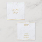 白エレガント大理石金ゴールドスモダンクリプトテンプレート スクエア名刺 (正面/裏面)