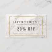 白エレガント大理石金ゴールドフレームサロン紹介 名刺 (正面)