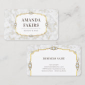 白エレガント大理石金ゴールドフレームメイクアップアーティスト 名刺 (正面/裏面)