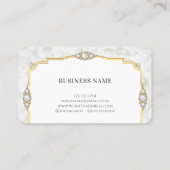 白エレガント大理石金ゴールドフレームメイクアップアーティスト 名刺 (裏面)