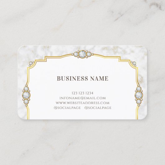 白エレガント大理石金ゴールドフレームメイクアップアーティスト 名刺 (裏面)