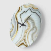 白エレガント大理石金ゴールド大時計 ラージ壁時計 (傾斜)