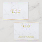 白エレガント大理石金ゴールド文字テンプレートモダン 名刺 (正面/裏面)