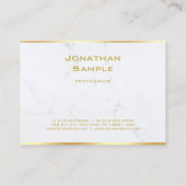 白エレガント大理石金ゴールド文字テンプレートモダン 名刺 (裏面)