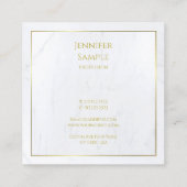 白エレガント大理石金ゴールド文字ラグジュアリー スクエア名刺 (裏面)