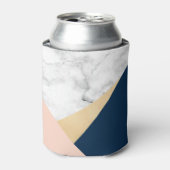 白エレガント大理石金ゴールド桃ブルーカラーブロック 缶クーラー (缶正面)