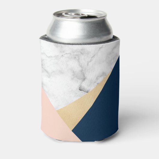 白エレガント大理石金ゴールド桃ブルーカラーブロック 缶クーラー (缶裏面)